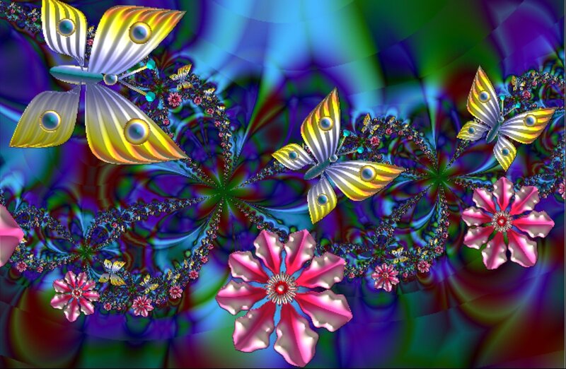 Colorful Fractal Butterflies — Purple