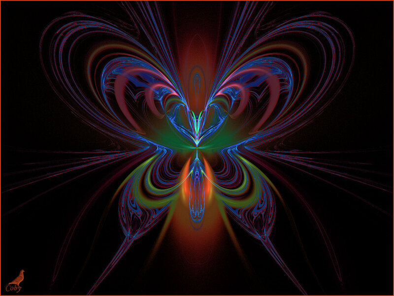 Colorful Fractal Butterfly — Blue, Dramatic