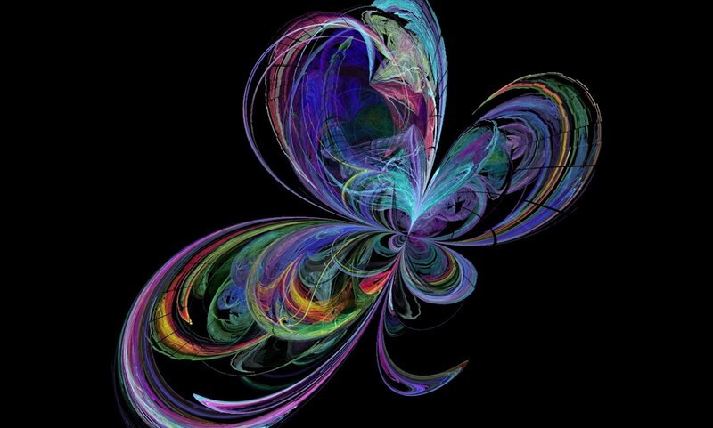 Colorful Fractal Butterfly — Purple, Dynamic