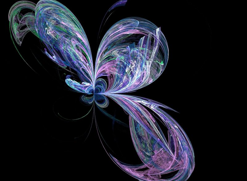 Colorful Fractal Butterfly — Purple, Ethereal, Abstract, Black Background