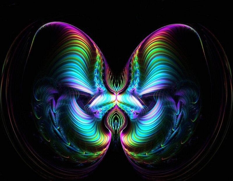 Colorful Fractal Butterfly — Purple, Vibrant, Digital Art