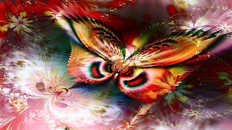 Colorful Fractal Butterfly — Red