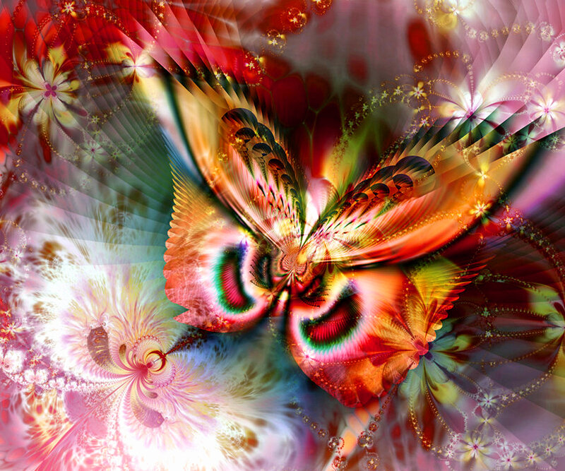 Colorful Fractal Butterfly — Red, Vibrant
