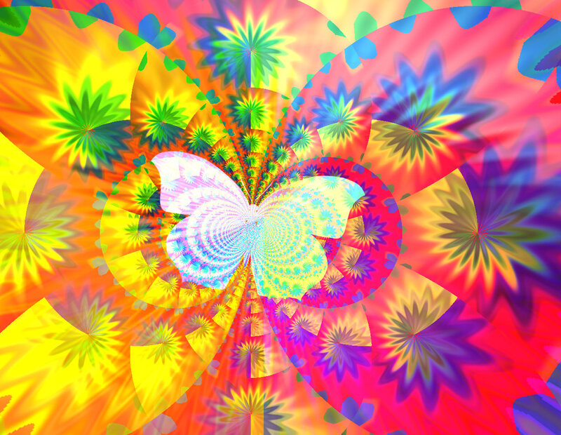 Colorful Fractal Butterfly — Yellow