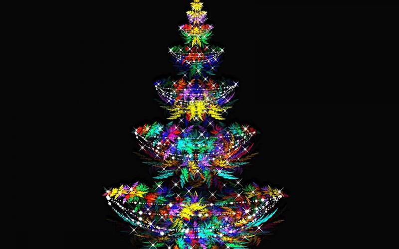 Colorful Fractal Christmas Tree — Black