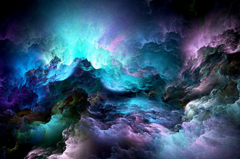 Colorful Fractal Clouds — Cyan
