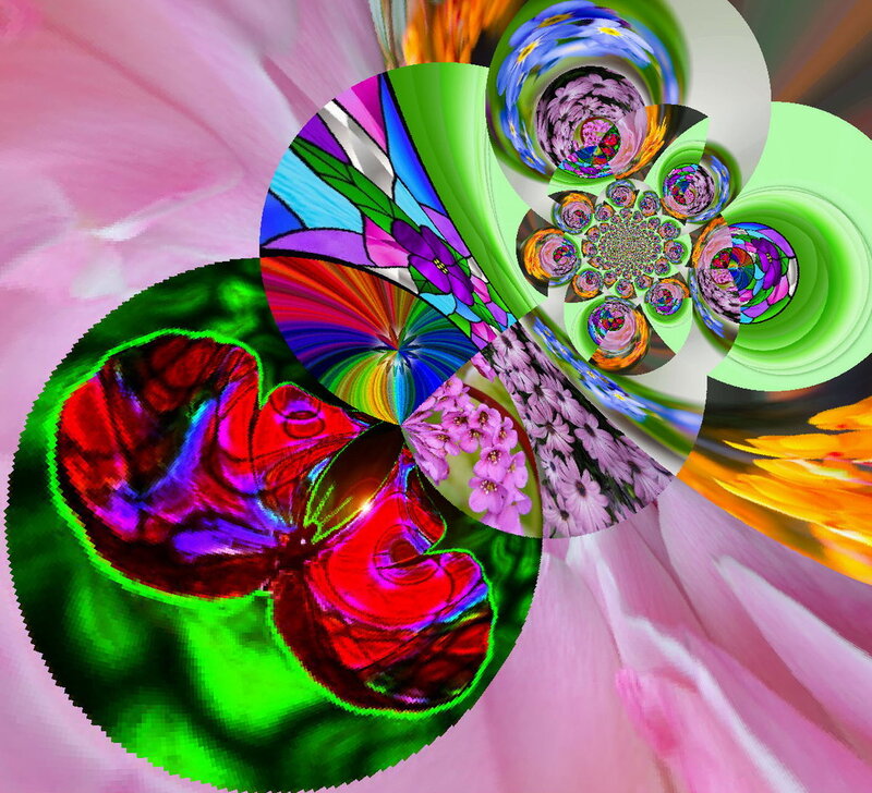Colorful Fractal Collage — Green