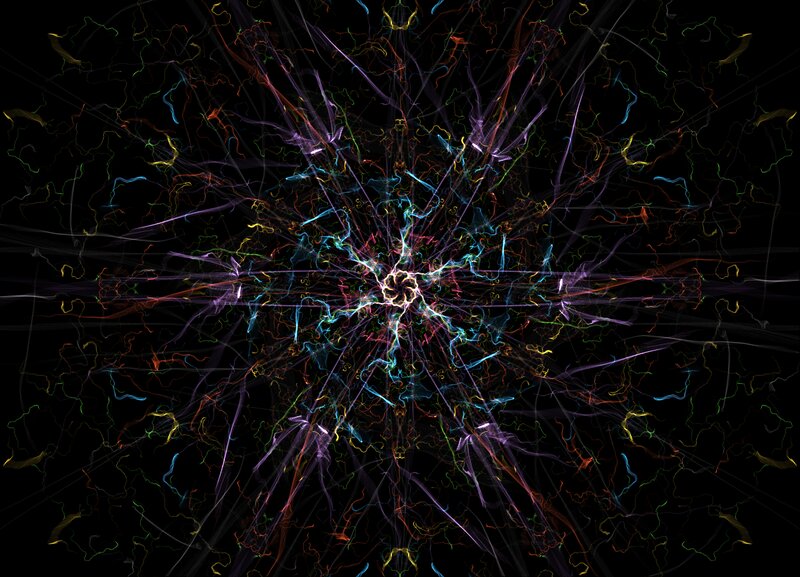 Colorful Fractal Explosion — Black, Energetic