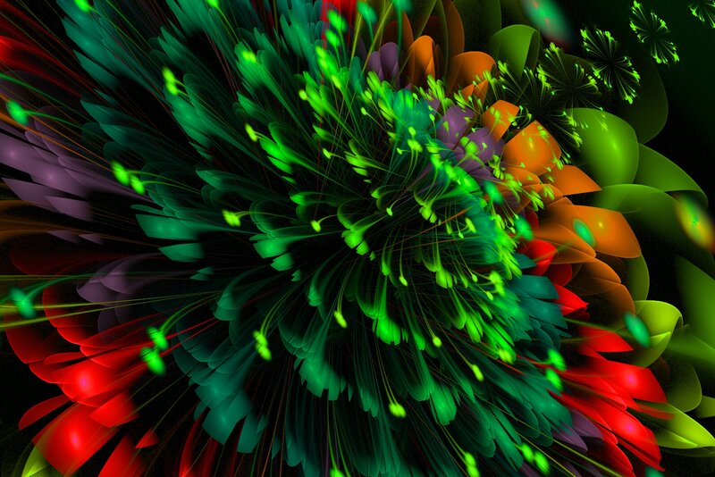 Colorful Fractal Explosion — Green, Vibrant