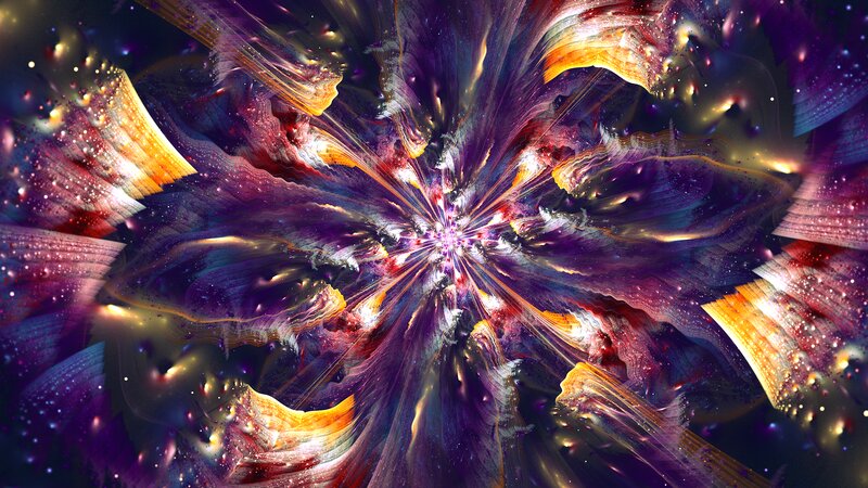 Colorful Fractal Explosion — Purple, Dramatic, Digital Art
