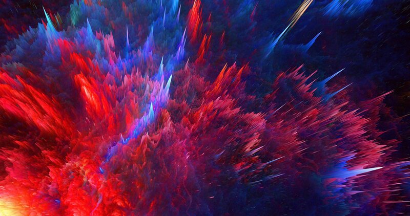 Colorful Fractal Explosion — Red, Dramatic, Digital Art