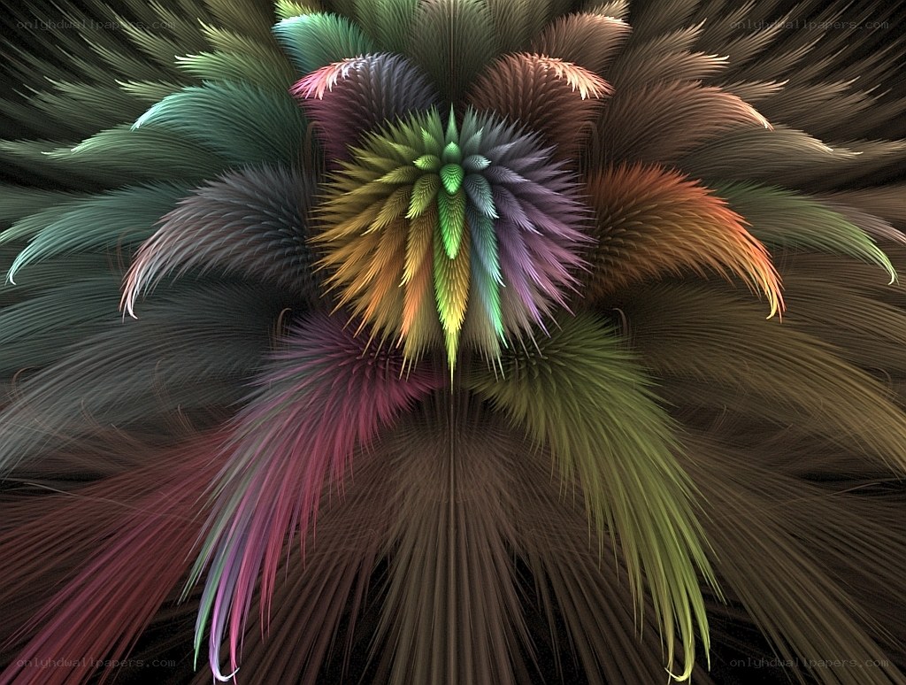Colorful fractal feather pattern