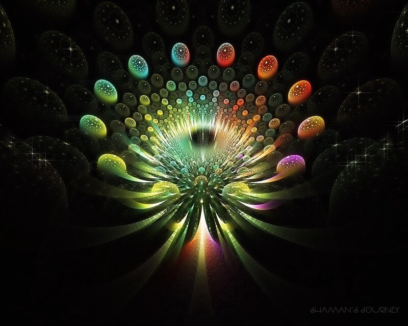 Colorful Fractal Flower — Black, Dramatic