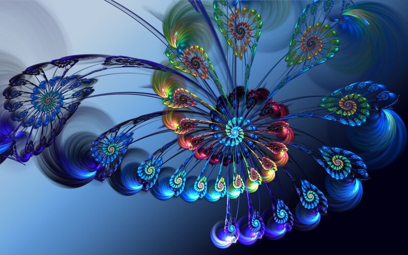 Colorful Fractal Flower — Blue