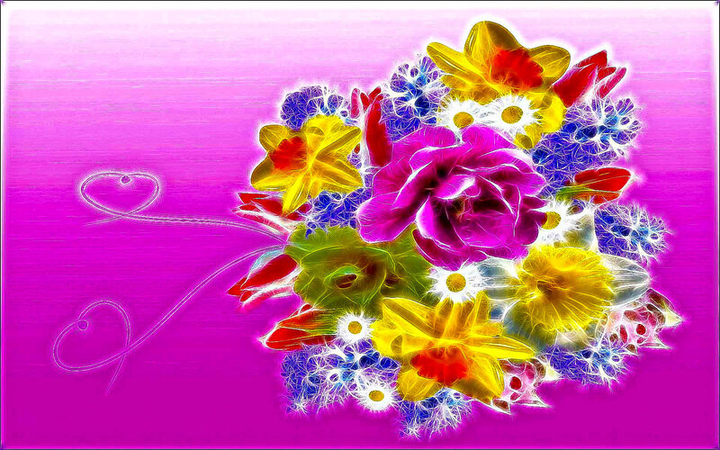 colorful fractal flower bouquet