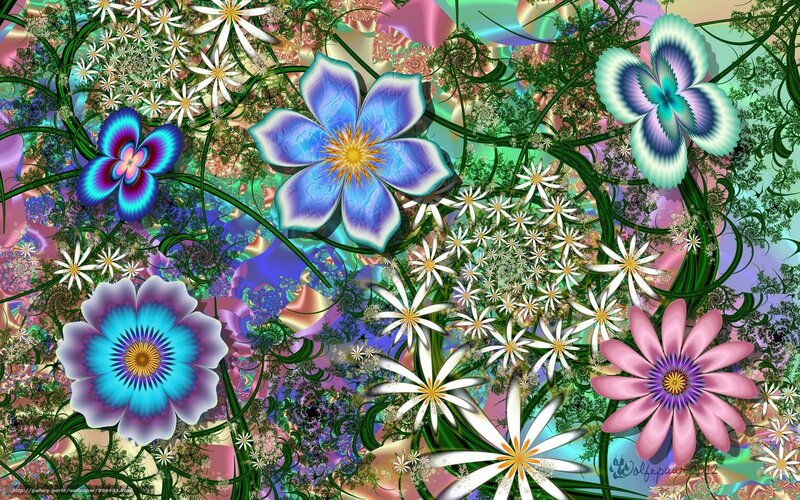Colorful fractal flower garden