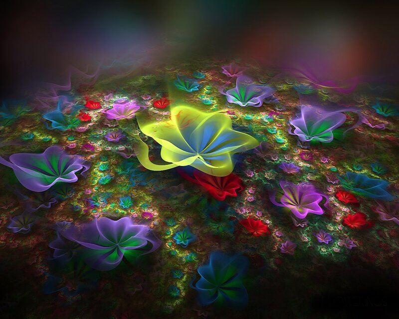 Colorful fractal flower garden