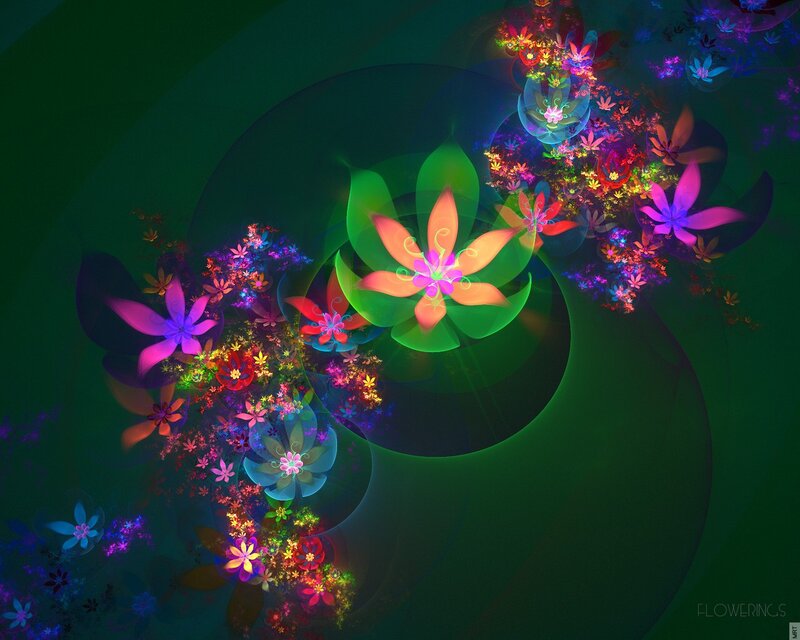 Colorful fractal flower garden