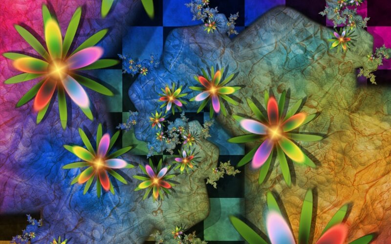 Colorful fractal flower garden