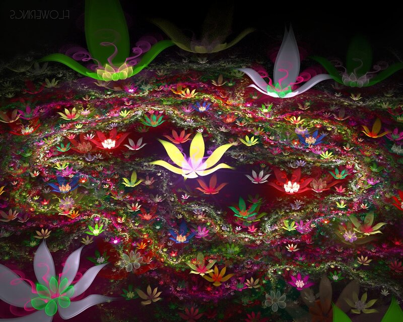 Colorful fractal flower garden