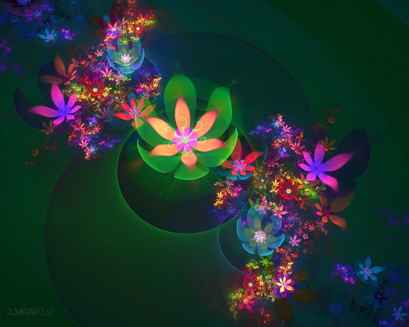 Colorful fractal flower garden