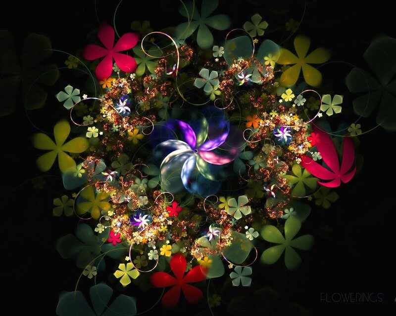 Colorful fractal flower garden