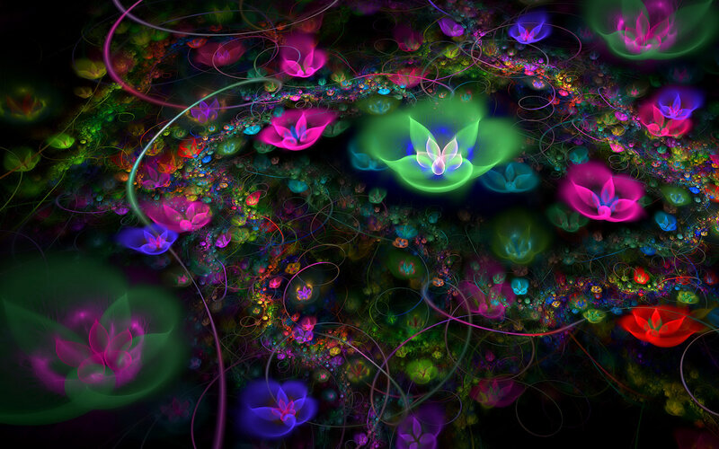 Colorful fractal flower garden