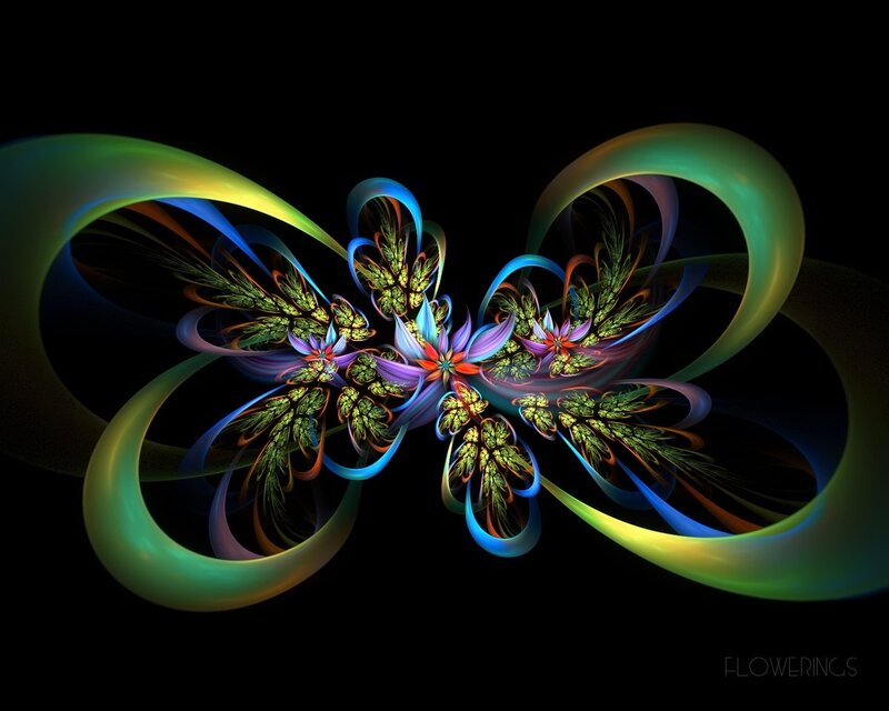 Colorful Fractal Flower — Green, Dramatic, Digital Art