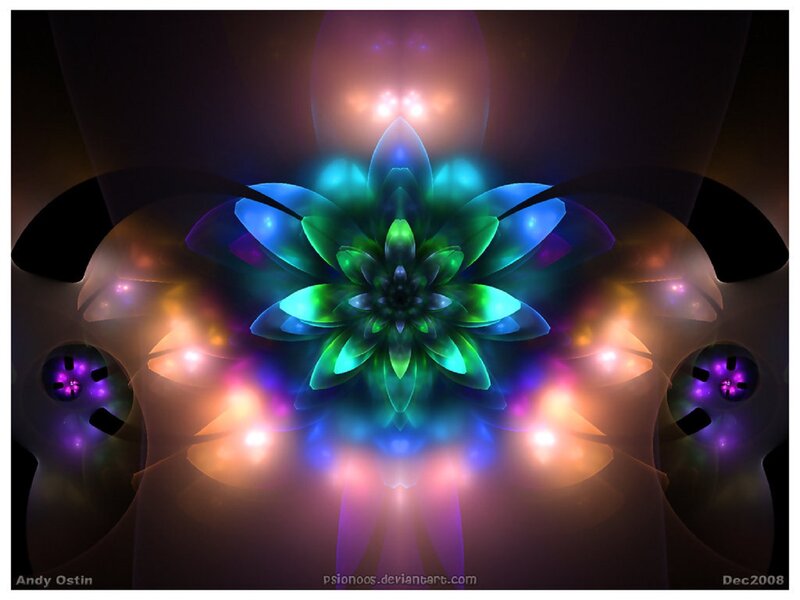 Colorful Fractal Flower — Green, Hypnotic