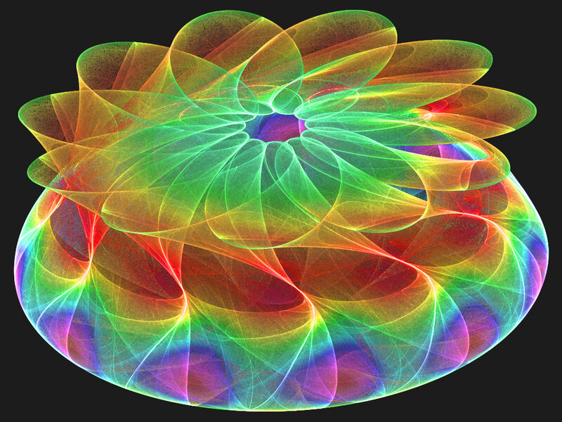 Colorful Fractal Flower — Green, Vibrant, Digital Art, Rainbow