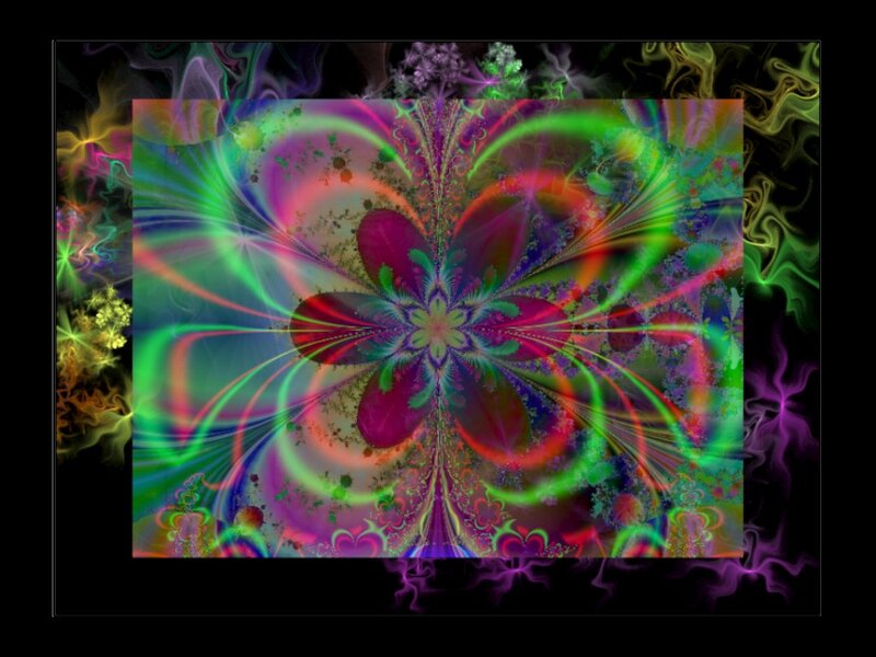 Colorful Fractal Flower — Green, Vibrant, Digital Art