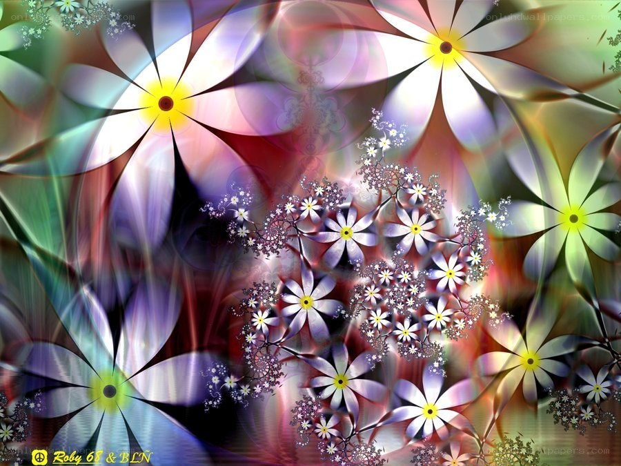Colorful fractal flower pattern