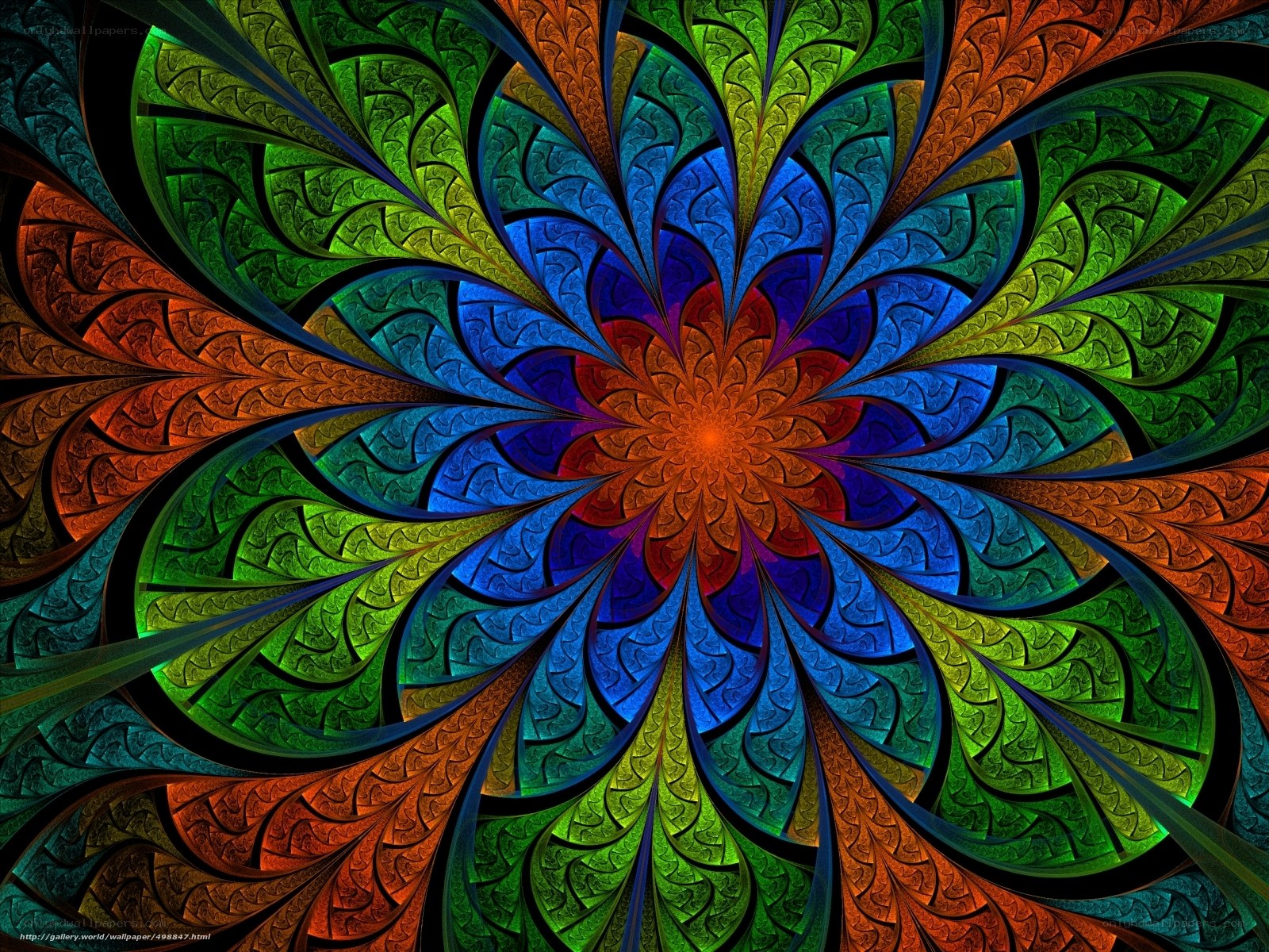 Colorful fractal flower pattern