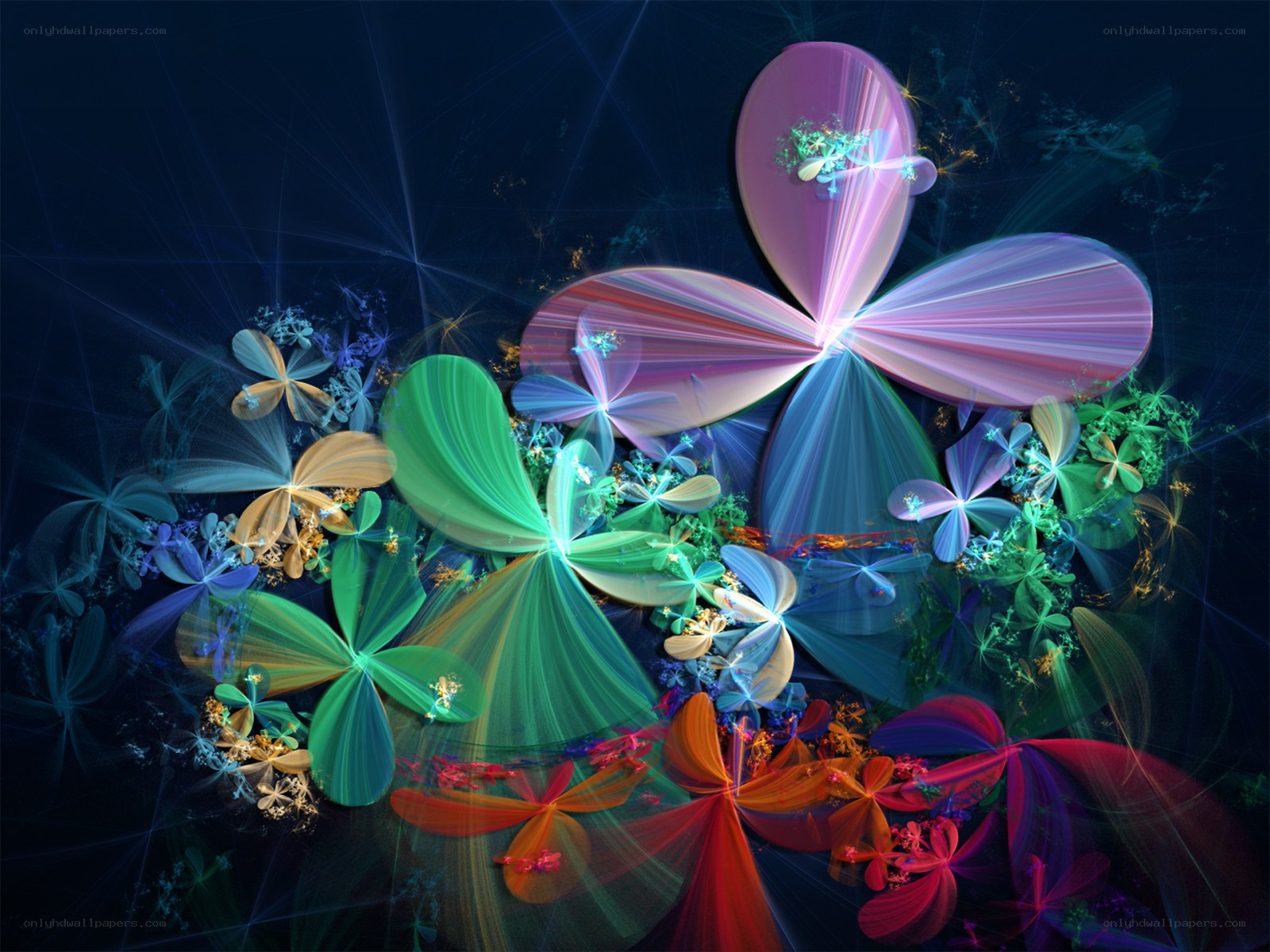 Colorful fractal flower patterns