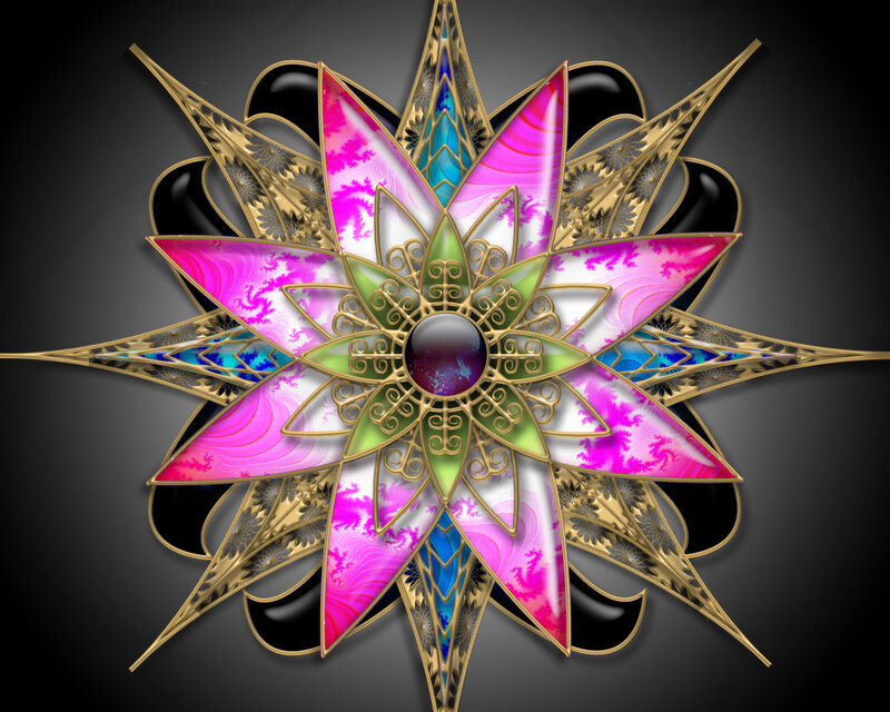 Colorful Fractal Flower — Pink, Dramatic
