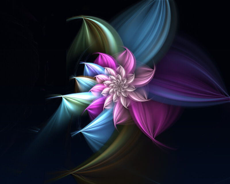 Colorful Fractal Flower — Purple, Ethereal, Digital Art