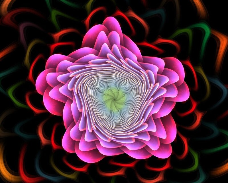 Colorful Fractal Flower — Purple, Hypnotic