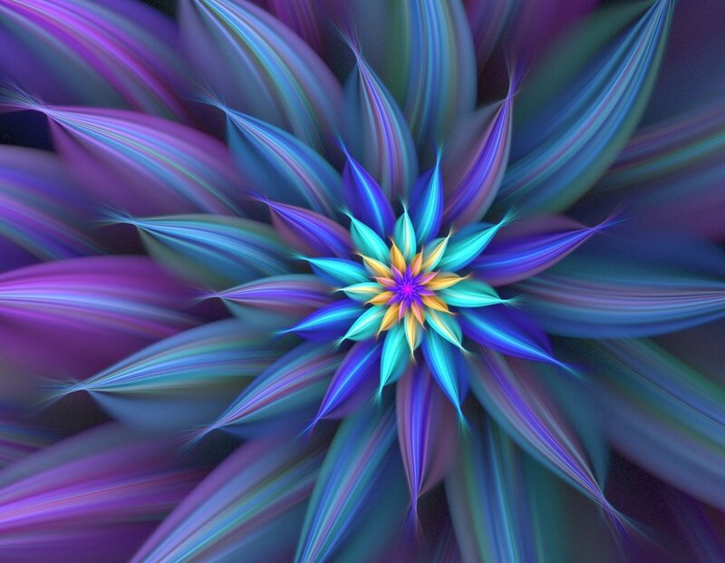 Colorful Fractal Flower — Purple, Vibrant, Digital Art