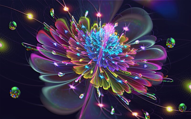 Colorful Fractal Flower — Purple, Vibrant, Night