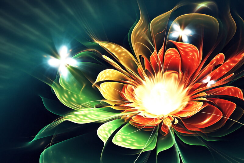 Colorful Fractal Flower — Red, Dramatic
