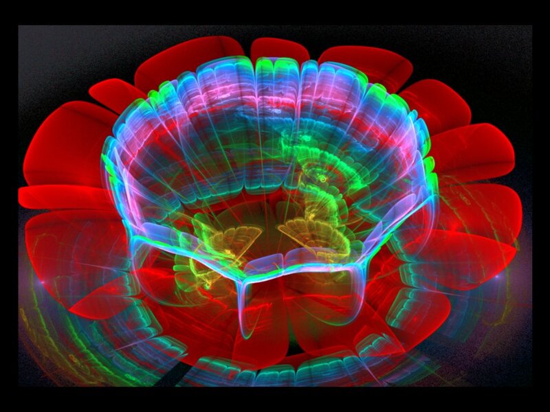 Colorful Fractal Flower — Red, Vibrant, Digital Art, Petals