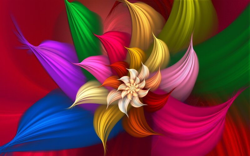 Colorful Fractal Flower — Red, Vibrant