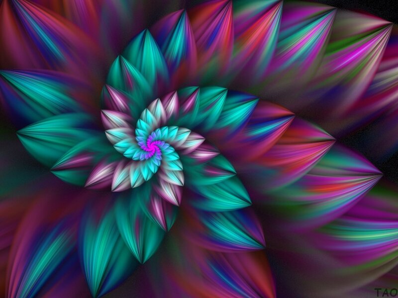 Colorful Fractal Flower — Teal