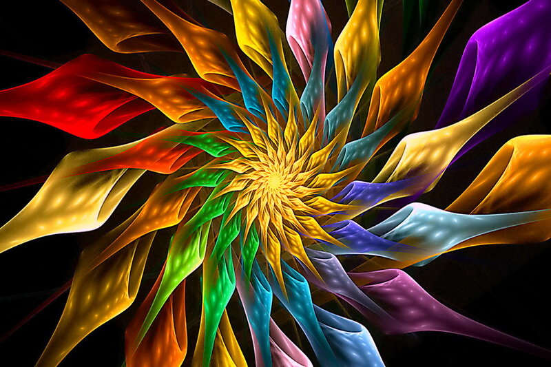 Colorful Fractal Flower — Yellow