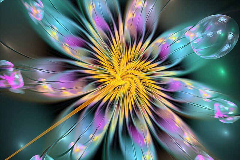 Colorful Fractal Flower — Yellow, Vibrant