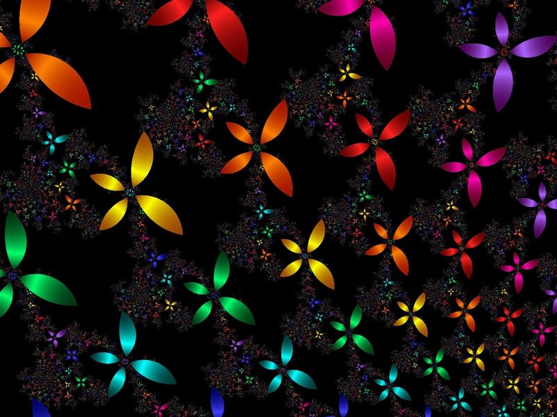 Colorful Fractal Flowers — Black, Vibrant