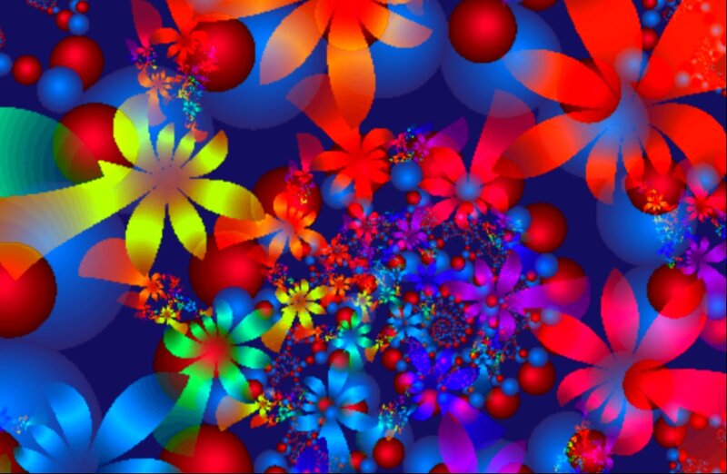 Colorful Fractal Flowers — Blue, Vibrant