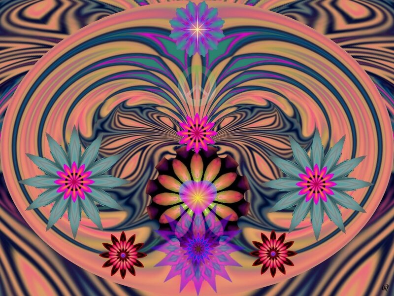 Colorful Fractal Flowers — Pink, Hypnotic