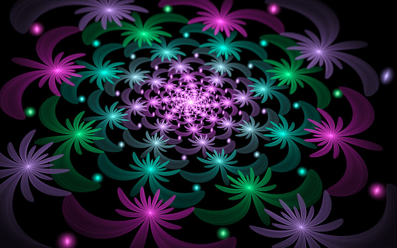 Colorful Fractal Flowers — Purple, Hypnotic