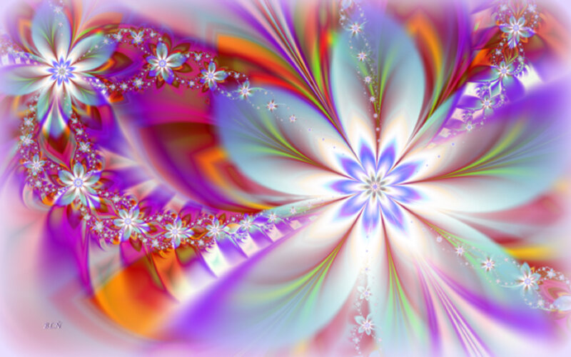 Colorful Fractal Flowers — Purple, Vibrant, Abstract, Spirals